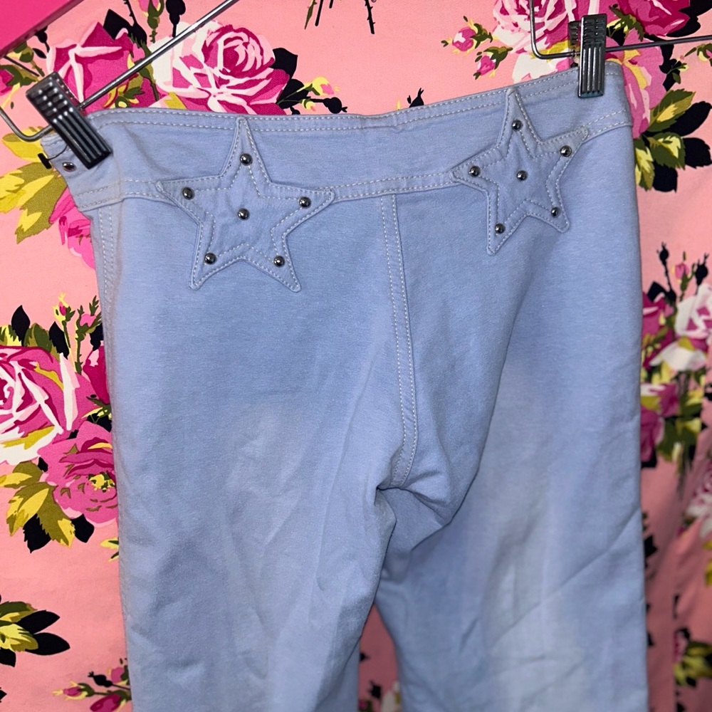 Rio collection Light Blue Flared Pants with Star Details Brazil Y2K old stock